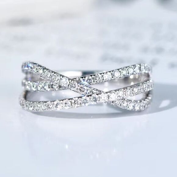 925 Sterling Silver Cubic Zirconia Cross Ring Size 6.5 - Picture 7 of 8